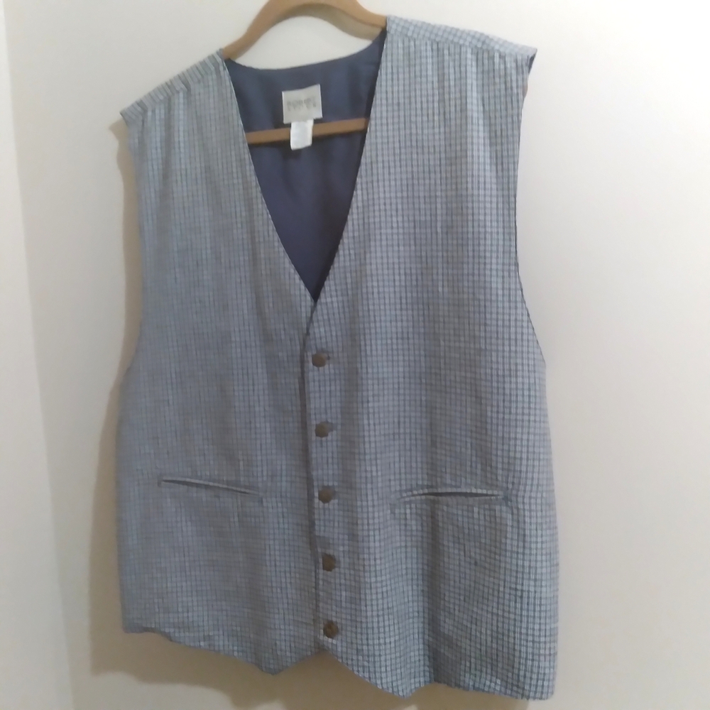Robert Stock Men's Vest XL Blue Beige Checked Golf Academia